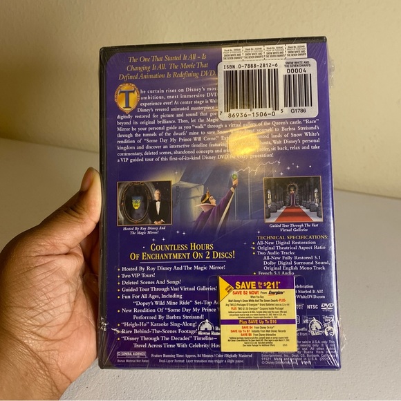 SEALED PLATINUM EDITION WALT DISNEY'S SNOW WHITE AND THE SEVEN DWARFS 2-DISC DVD - Picture 7 of 10